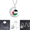 Handcrafted Palestinian Flag Design Moon Pendant Necklace Factory Direct Sale