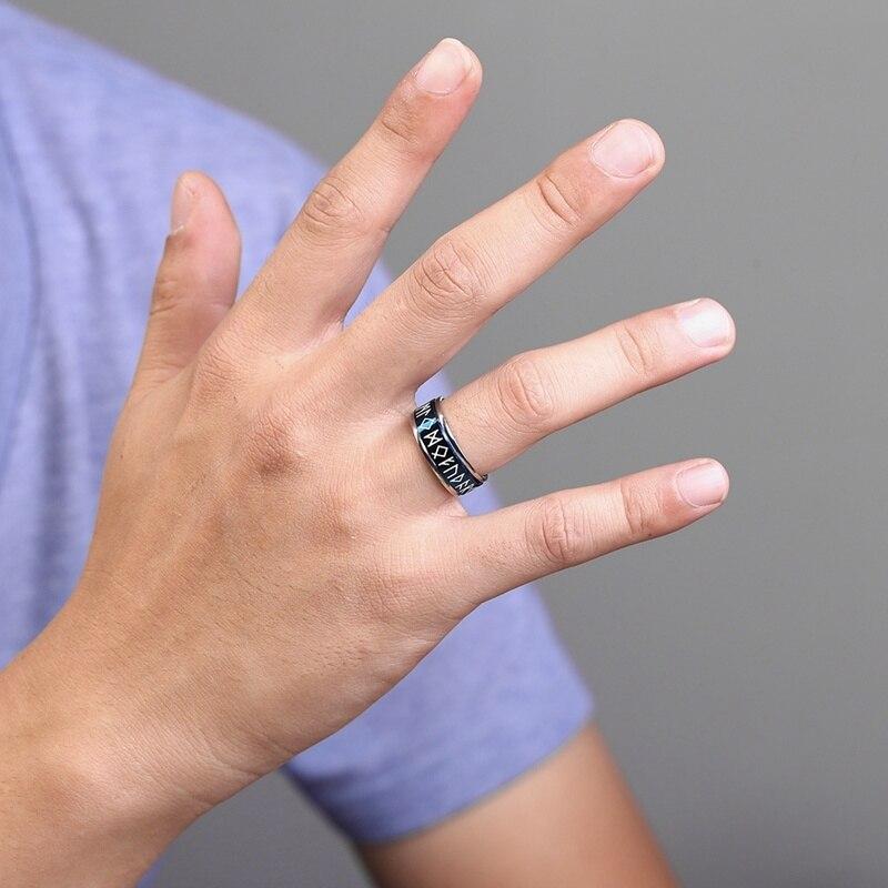 Blue Rune Ring Buy Vintage 8Mm Blue Men Stainless Steel Nordic Viking Amulet Rune Ring ...