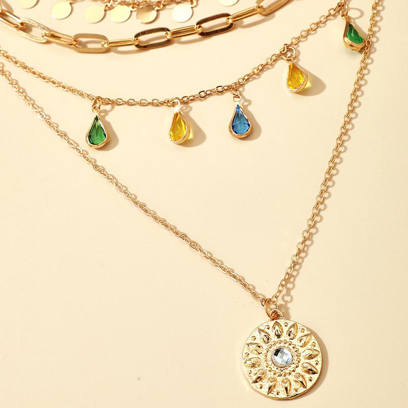 Vintage Blue Stone Beaded Chain Necklaces for Women Fashion Ethnic Multilayered Tassel Necklaces Friendship Jewelry Gift