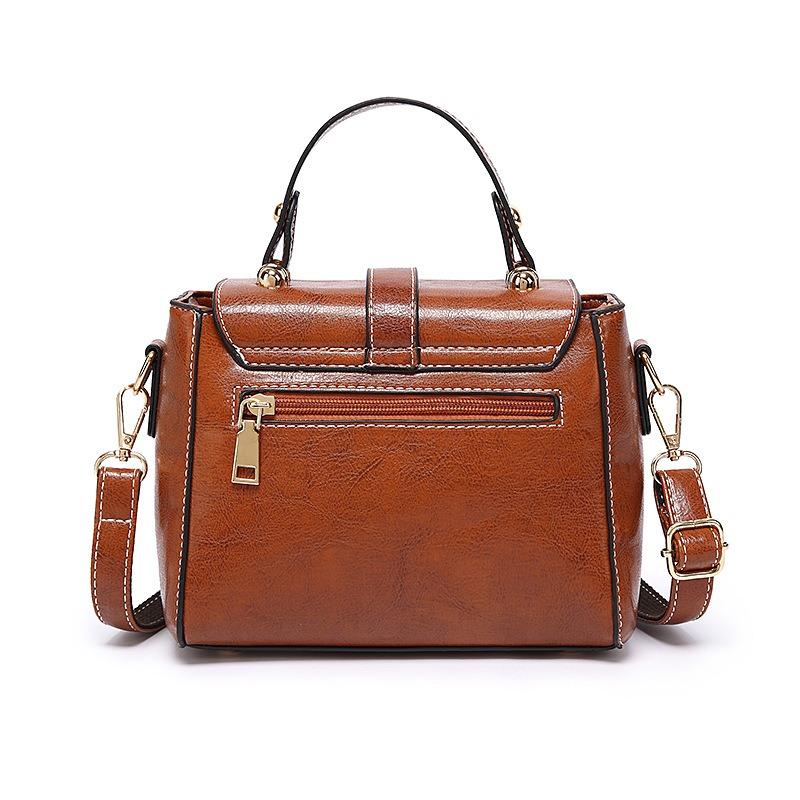 Retro oil wax leather fashion shoulder messenger handbag women's new soft leather casual simple versatile trendy