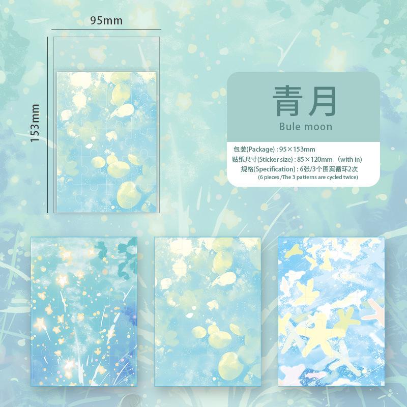 Watercolor Gradient Stickers - 6pcs Beautiful Blend Decals for Journal & Scrapbooking