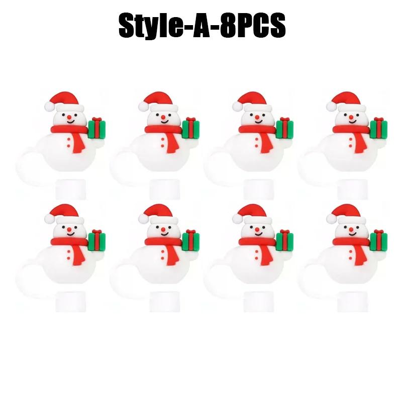 1-100PCSChristmasStraw DustCap 10mm Glass Straw Stopper Universal Water Bottle Reusable Cup Cover Accessories Holiday Party Gift