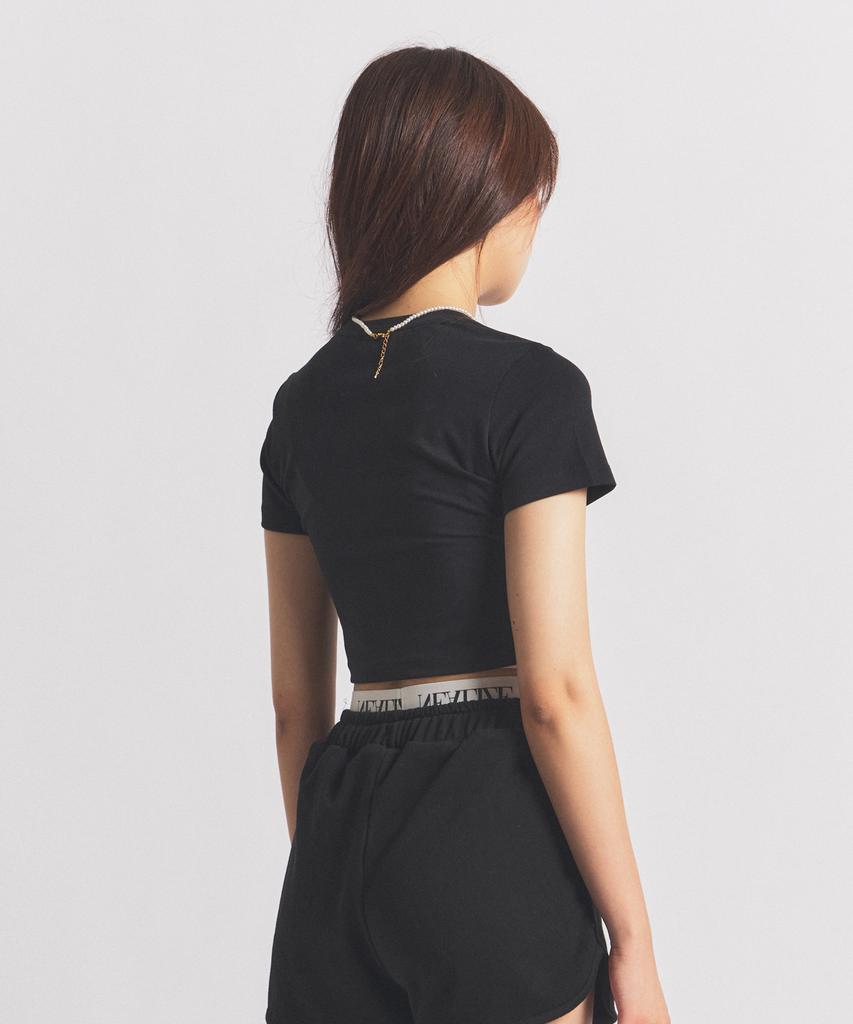 NEALIZE Logo Cropped Short Sleeve T-Shirt Black