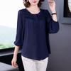 Loose Large Size Chiffon Shirt for Women Spring and Summer New Style Nine-quarter Sleeves Cardigan Mother's Bottoming Top