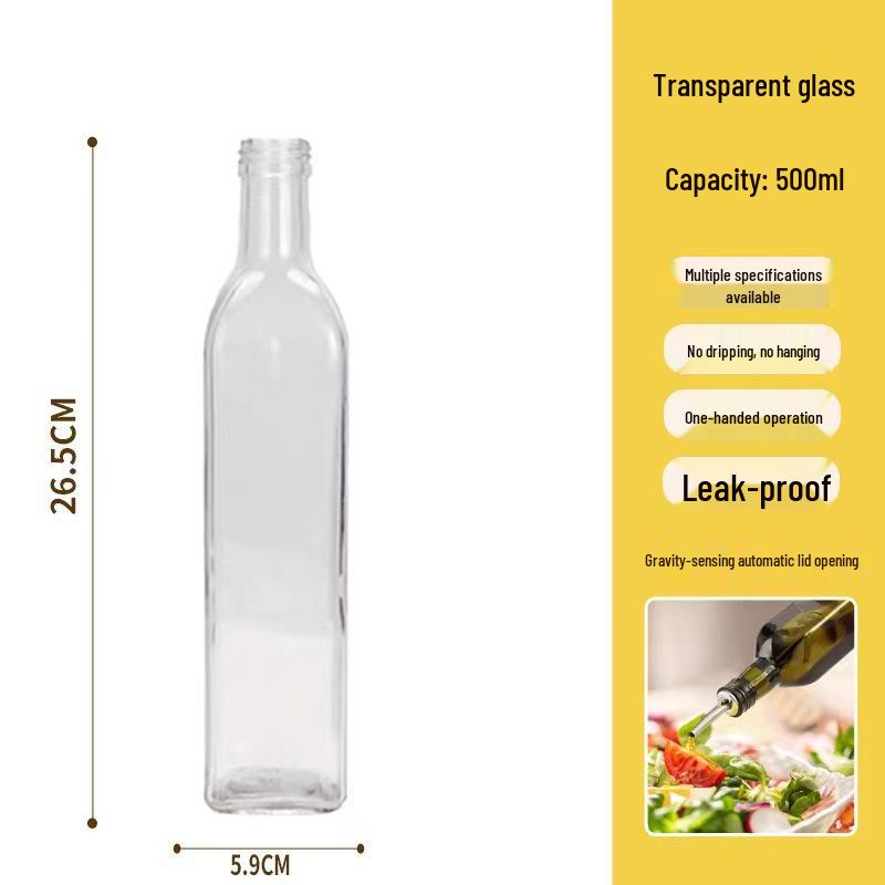 Transparent Automatic Oil Bottle In Dark Green Glass for Kitchen Use