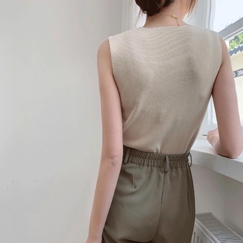 Korean Temperament V-Neck Sleeveless Versatile Slim Knitted Vest For Women
