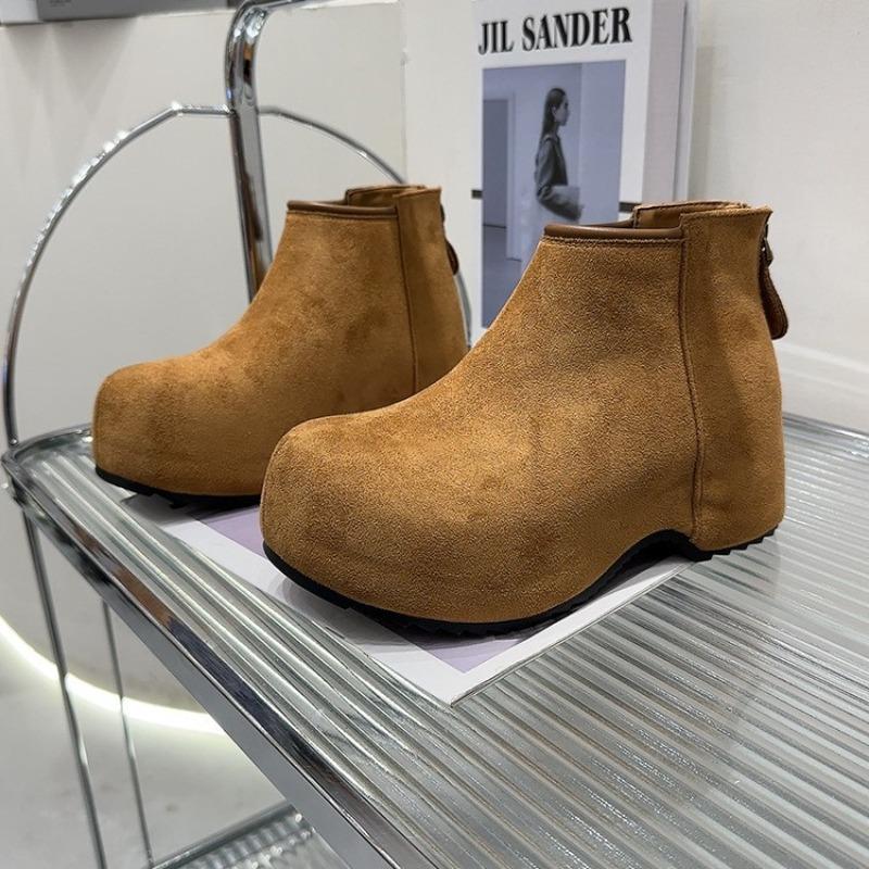 Muffin platform short boots women's autumn and winter new velvet ugly cute boots