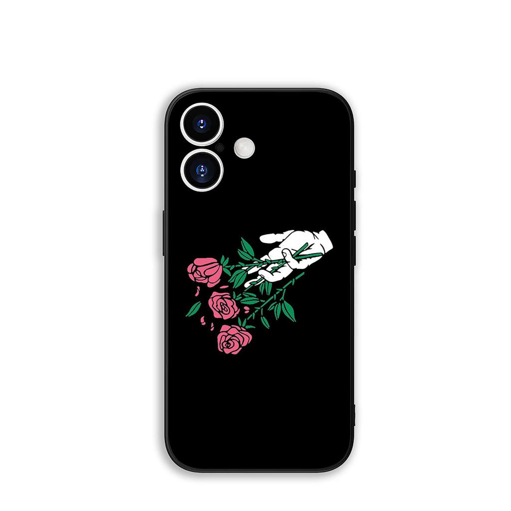 For Apple iPhone 16 15 14 Plus 13 12 Mini 17 Pro Max + ProMax 16E Air 15+ Phone Cover Case Black White Rose Flower Casing