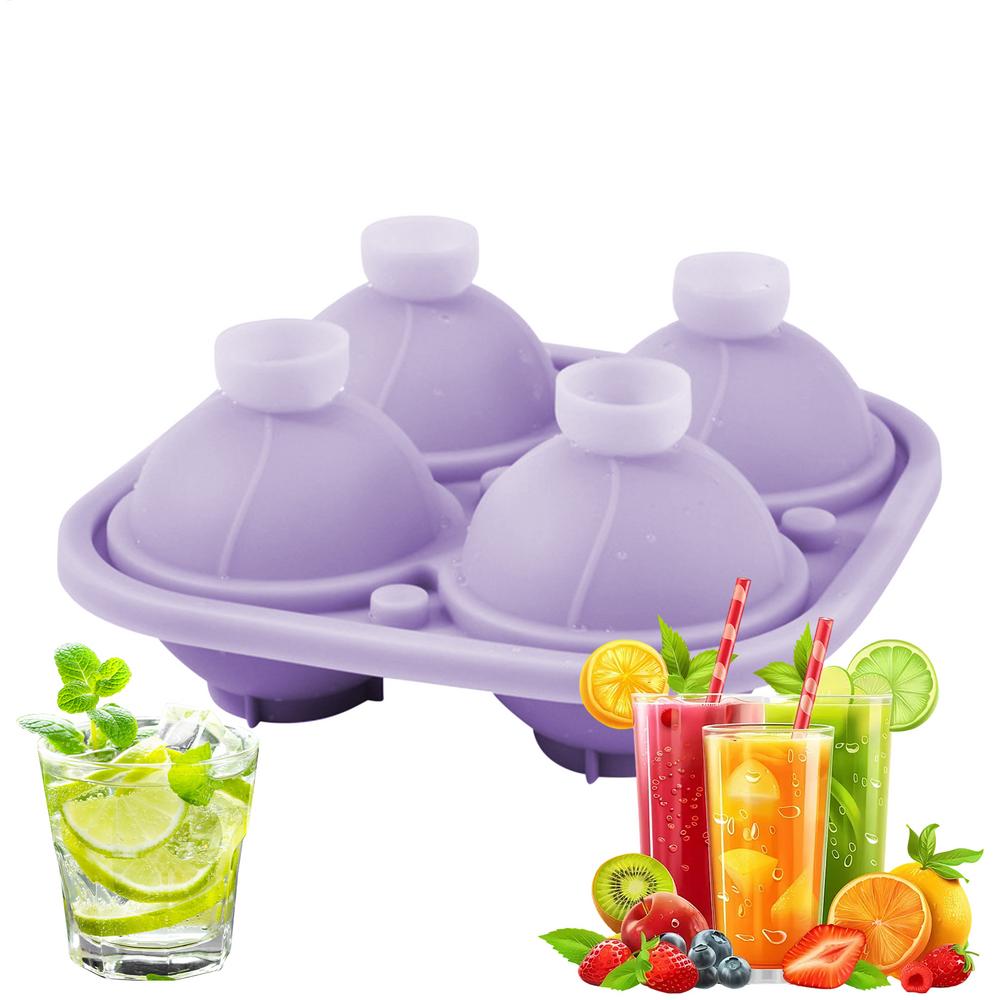 

Sphere Ice Mold Silicone Ice Block Tray For Balls Stackable Serving Tool Easy Release Mould Reusable For Hot Days Beverage фіолетовий