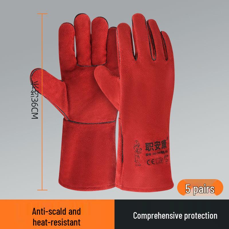 Heat-Resistant Cowhide Welding Gloves - Durable, Anti-Scald, and Soft for Labor Protection