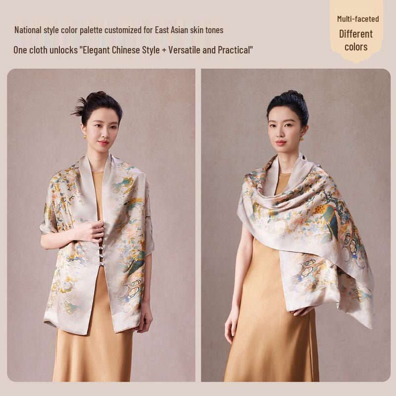 Shanghai Story Handmade Suzhou Embroidery Mulberry Silk Scarf