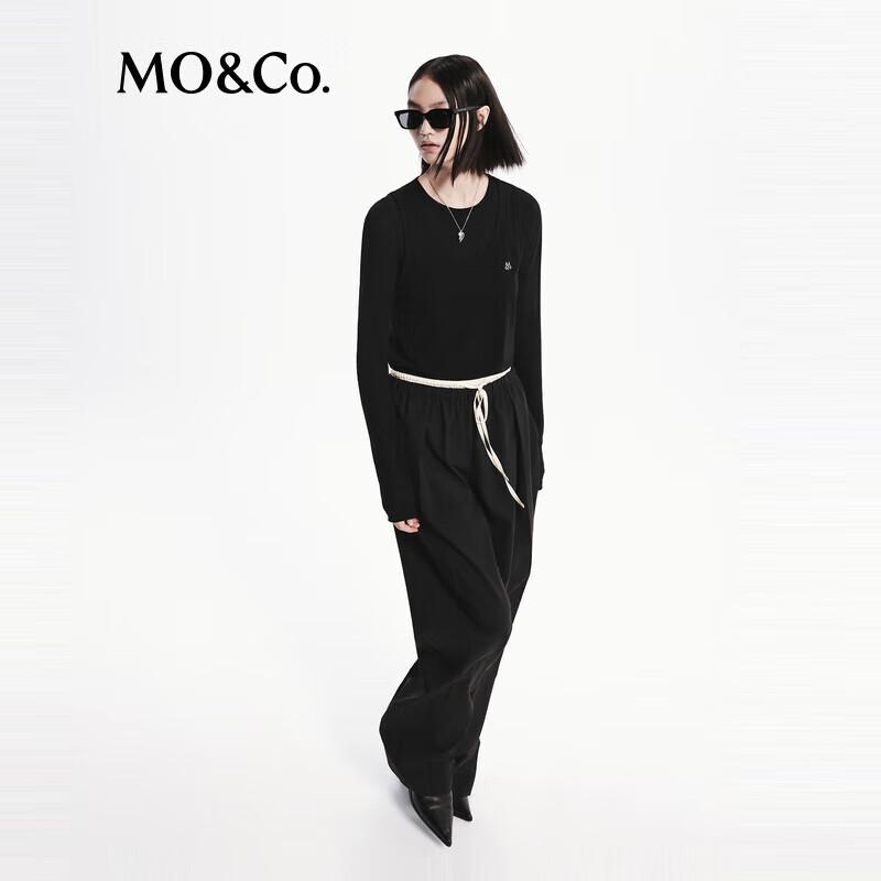 MO&Co. Drawstring Double Waistband Straight Leg Casual Pants