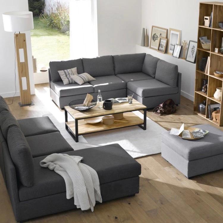 American Retro Distressed Wrought Iron Coffee Table with Solid Wood Double Layer for Living Room