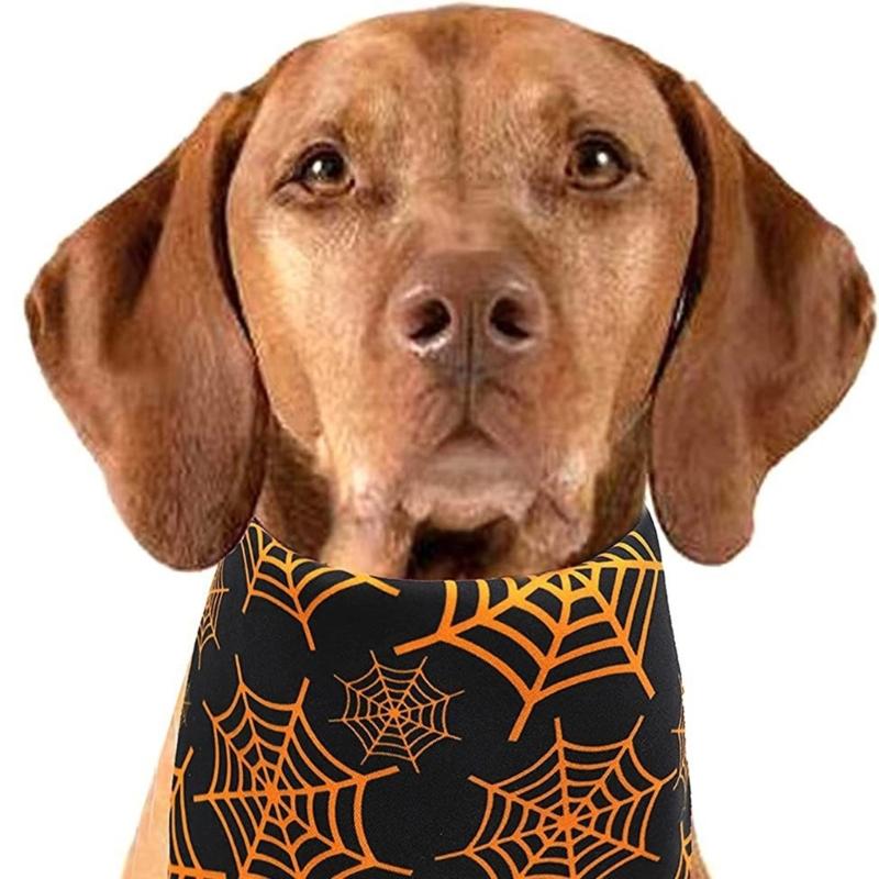 Dog Bib For Halloween Festives Party Costume Soft Washable Fabric Pet Bandana Holiday Celebration Accessory