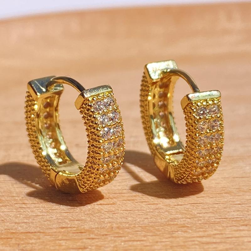 

Trendy Black Copper Zirconia Round Earrings For Women Girls Lover Green Metal Crystal Earring Party Birthday Daily Zircon