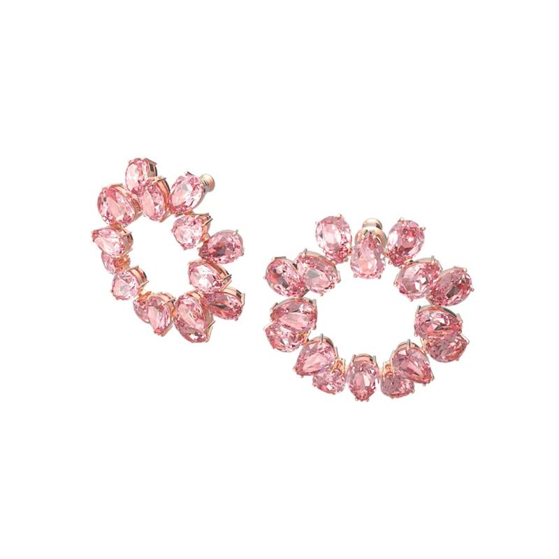 Swarovski Millenia Pear Cut Crystal Large Hoop Earrings Women s Pink 5614932