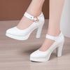 9cm 11cm Small Size 32-43 Elegant Shallow Soft Leather Shoes Platform Pumps 2025 Spring Block High Heels Shoes Dress Party Model