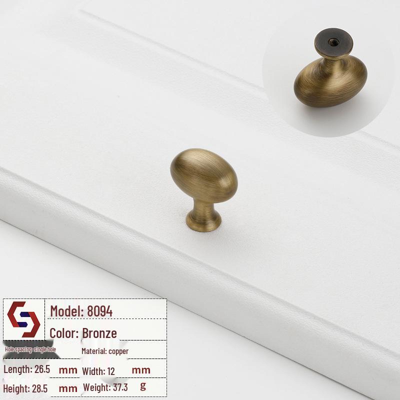 Vintage Brass Handle for Wardrobes, Cabinets, Drawers, and French Doors - Single Hole Light Luxury Style Furniture Hardware