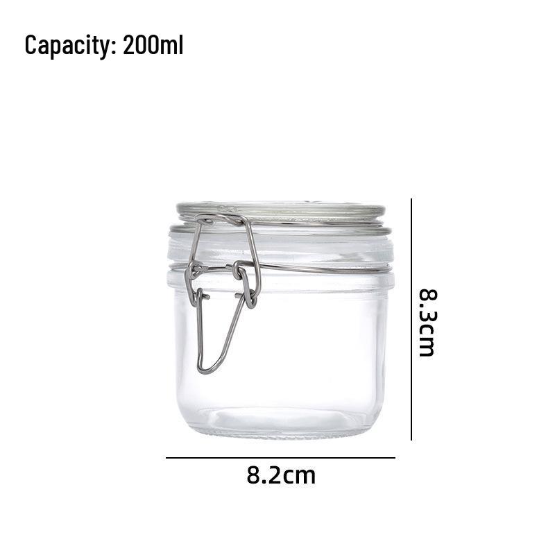 Glass Storage Jar with Stainless Steel Buckle for Tea, Grains, and Cereals