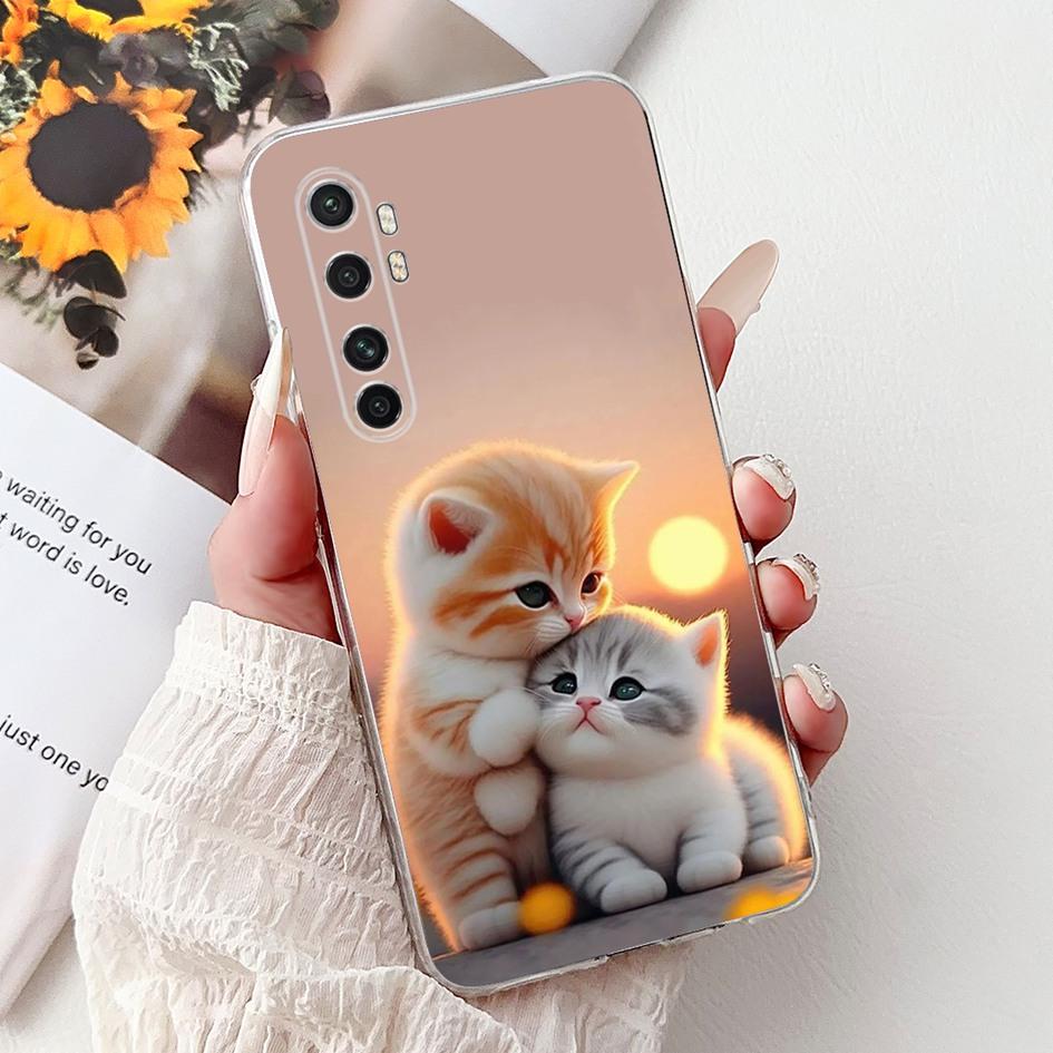 Case For Xiaomi Mi Note 10 Lite Back Cover Clear Silicone Funda Marble Cat Cartoon Coque For Xiaomi Note 10 Mi Note10 Pro Covers
