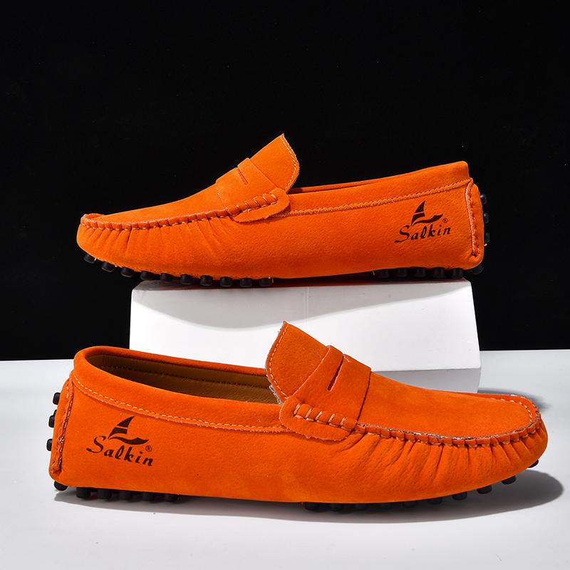Fashion Leather Handmade Mens Loafers Moccasins Slip on Men's Flats Male Walking Shoes Summer Men Casual Shoes  Fashion Men Dress Shoes