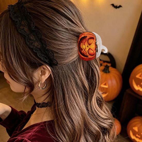 Back Head Hair Claw Reinforced Shark Clip with Elastic Base Halloween Skull