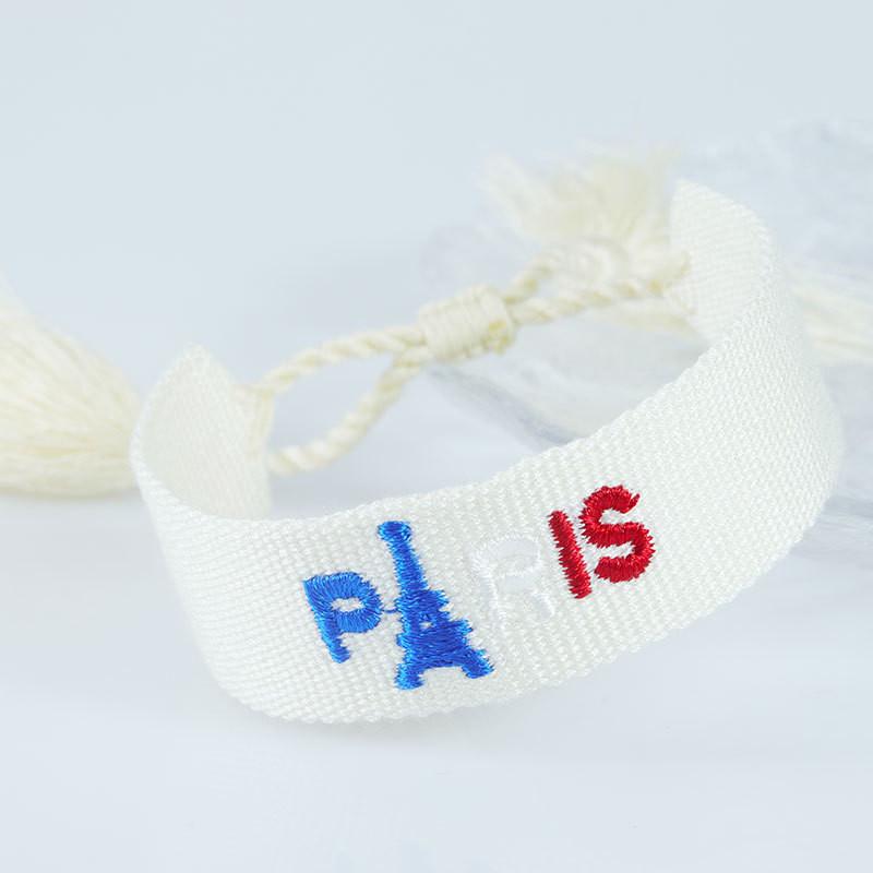 Sports Meeting Paris Couple Webbing Bracelet Embroidery Multicolour Pattern