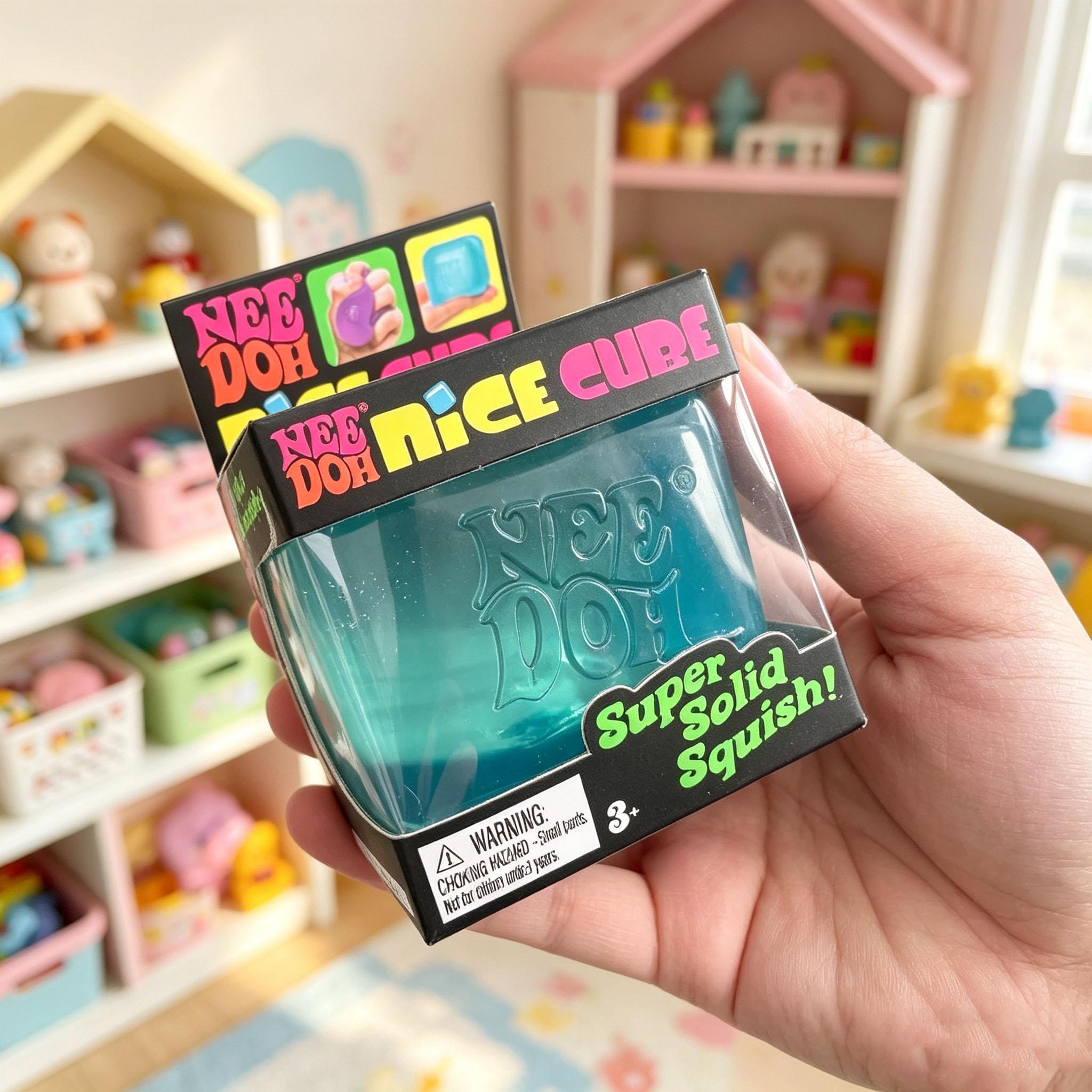 Discover Intime Red Bpa-Free Nee Doh Nice Cube Squishy Toy, Translucent Super Squeeze Fidget Cube For Stress Relief