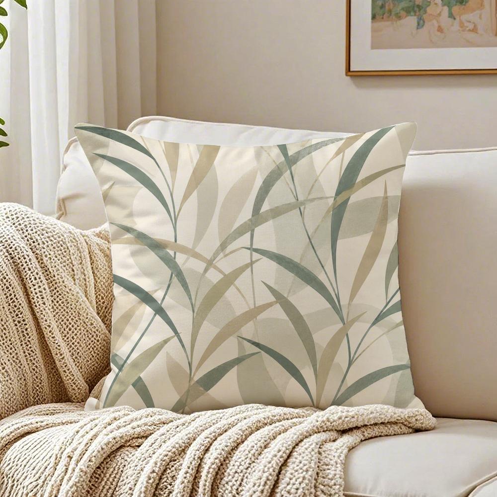 Modern Nordic Plants Green Leaves Pillow Case Organic Short Plush Cushion Covers Breathable Washable WrinkleResistant