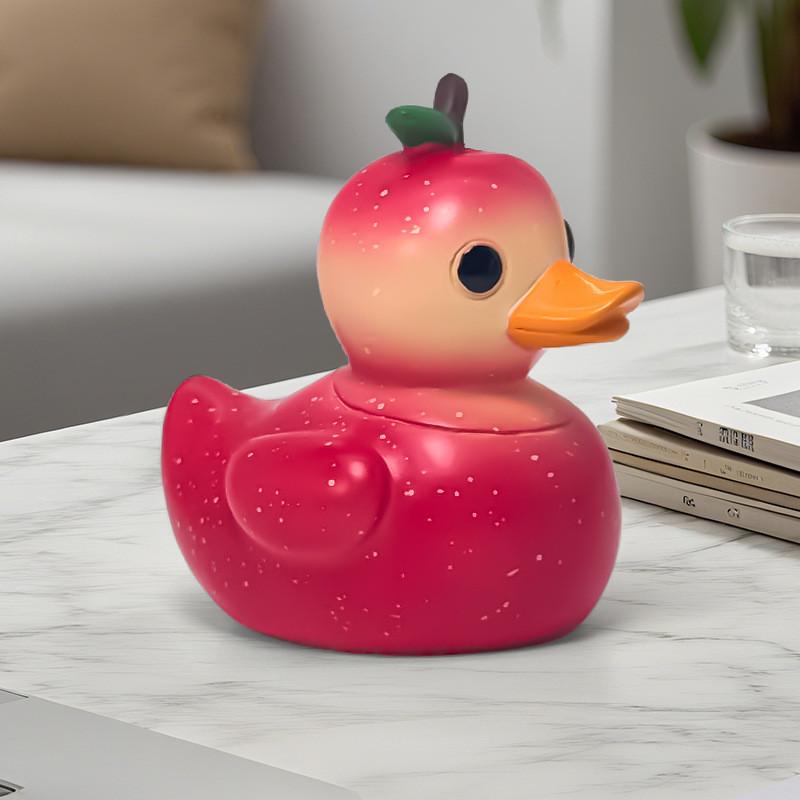 Figurina di Anatra con Frutta e Verdura Cartone Animato PVC Decorazione Creativa per Scrivania per Regalo e Collezione