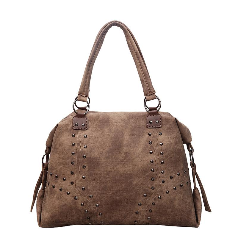 The Large-capacity Rivet Commuter Tote Bag Is A Popular, Casual and Versatile Single-shoulder Underarm Women's Bag