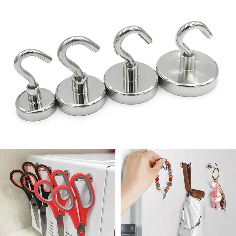 30pcs Premium Stainless Steel Magnetic Hooks Multi-Purpose Home Kitchen Storage Hook Hole-Free Strong Magnetic Holder