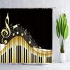 Music Shower Curtain,Black And White Music Notes Bathroom Shower Curtains Polyester Fabric Fashion Gray Bathroom Set With Hooks