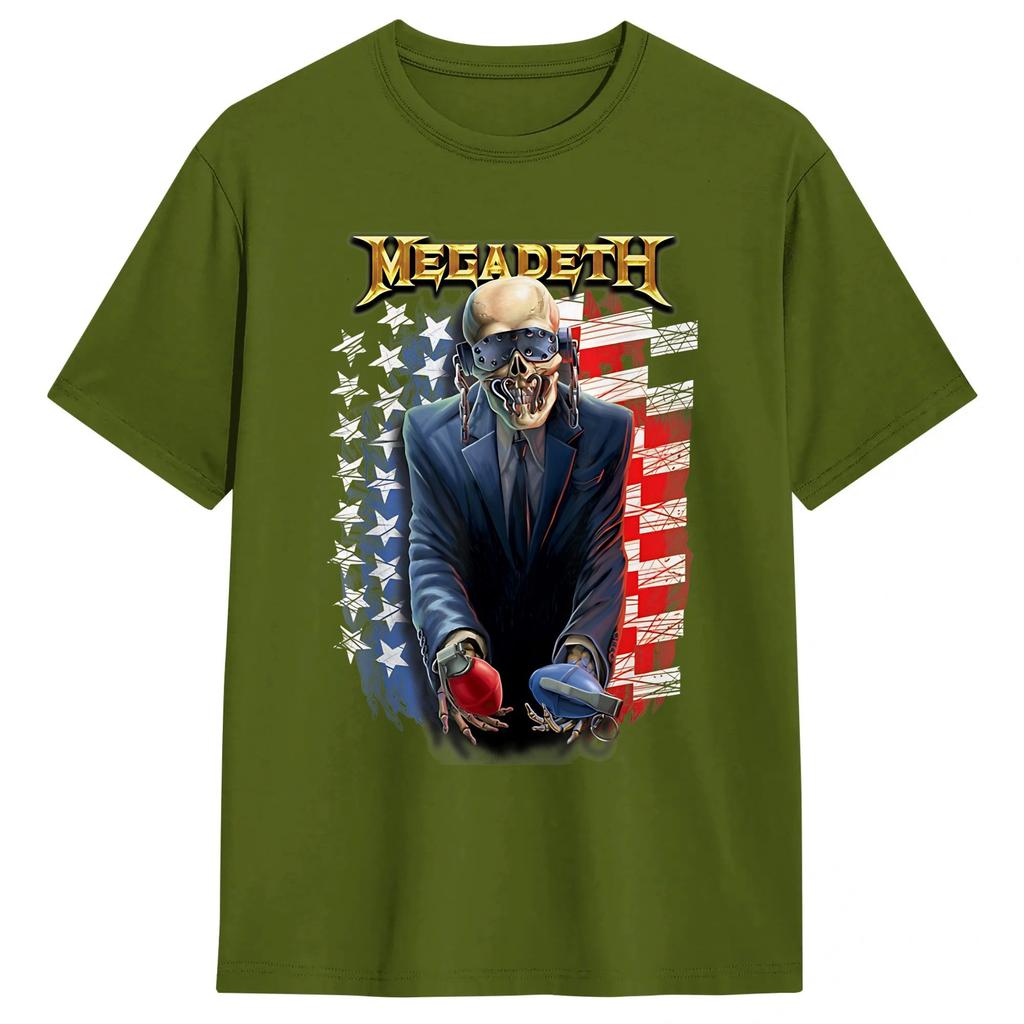 Vic Rattlehead Megadeths Pure Cotton T Shirt For Unisex Beach Y2K Retro TShirts Round Neck Hip Hop Tees Oversize Clothes