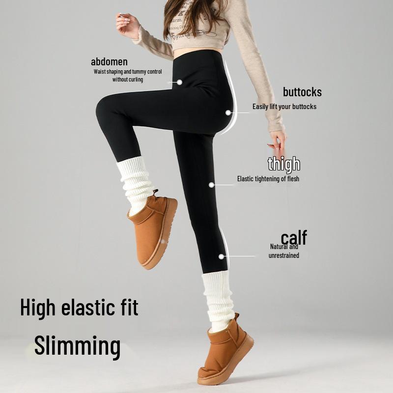 Women's High Waist Plus Velvet Gourd Pants - Thickened Cashmere Silk Warm Base Layer for Autumn/Winter