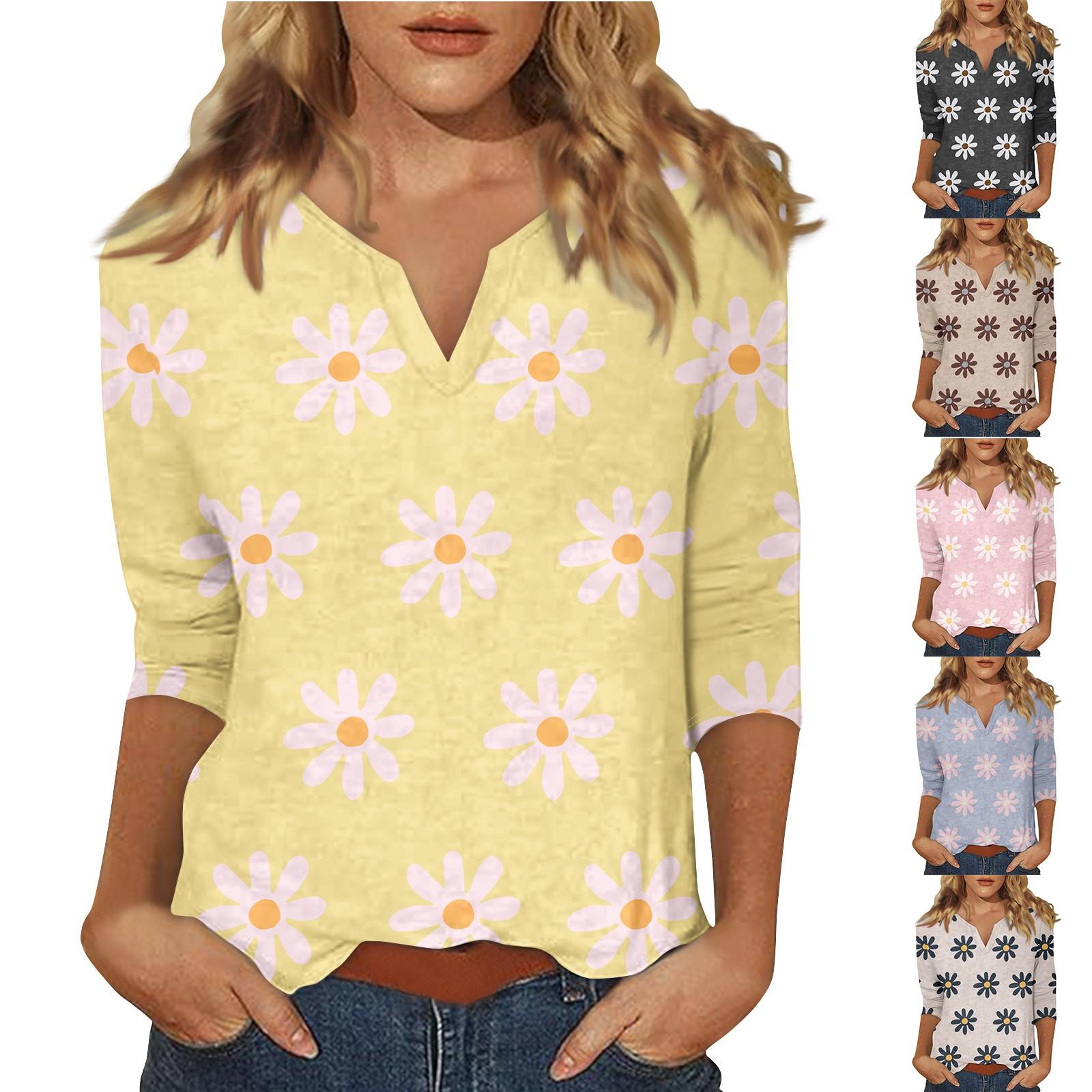 

Женские повседневные футболки с рукавом 3/4, туники с круглым вырезом, топы, базовые футболки, блузки, пуловер свободного покроя XXXL хаки