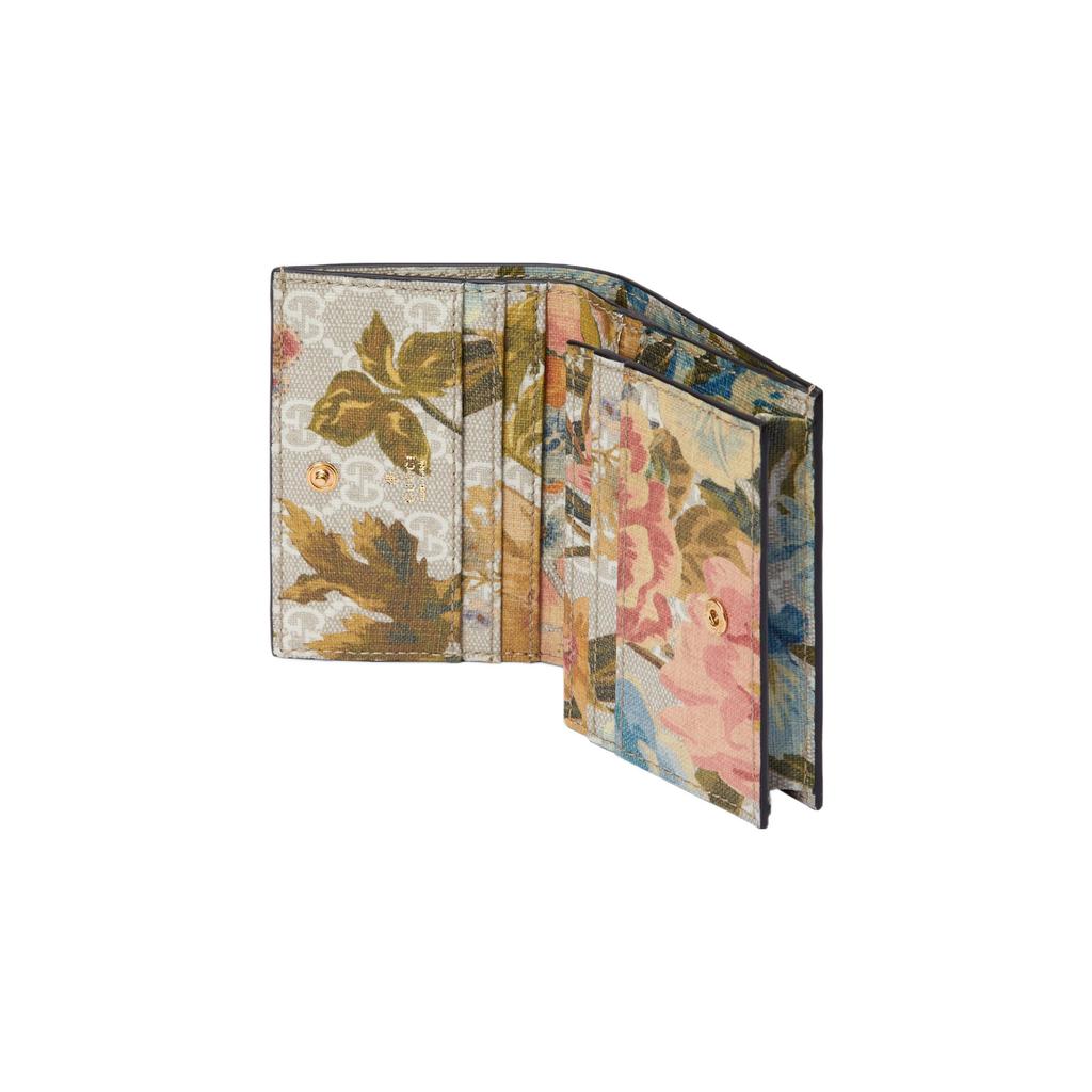 Gucci Portafoglio in tela Ophidia con logo Double G e motivo floreale Portacarte Portafoglio da donna Multicolore 523155-FABH0-9889