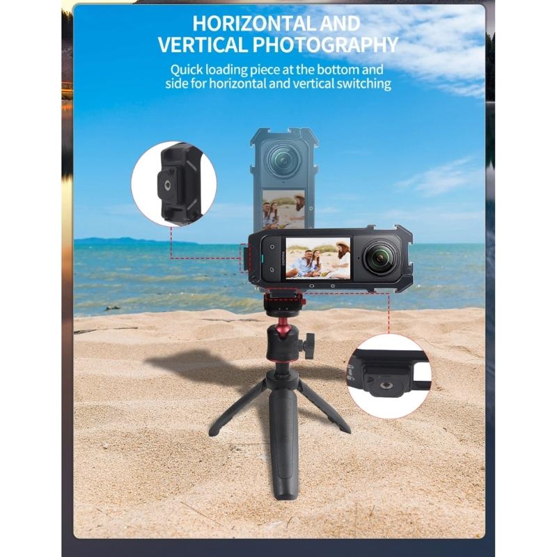 Aluminum Protective Camera Cage For 360 X4 Action Cameras With Quick Release and Mount Magnetic Adapter