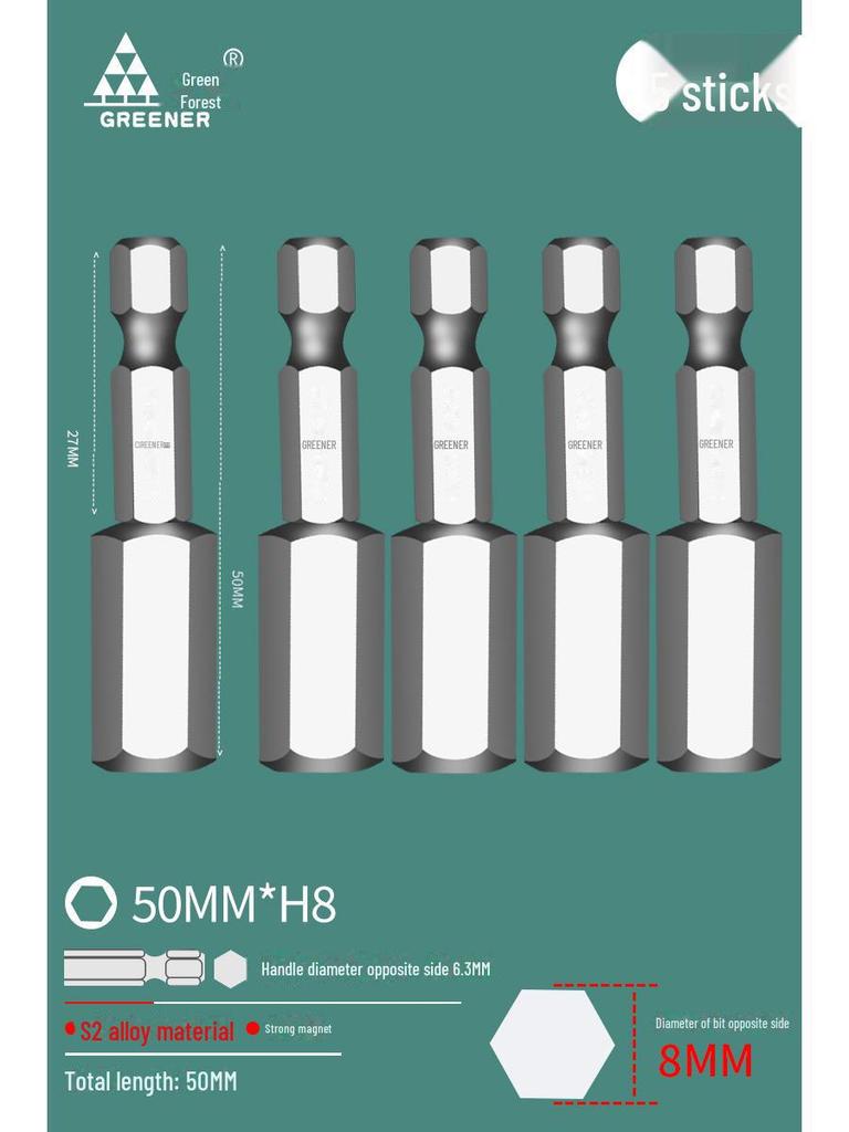 Green Forest Tungsten Steel Hex Wrench & Drill Set with Magnetic Hex Head