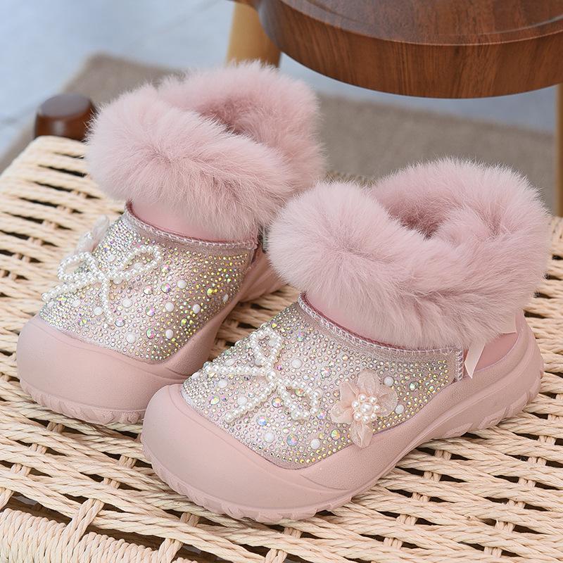 Girls  Fleece-Lined Snow Boots - Warm, Fashionable Winter Boots for 2025 Size 27, 17.8 cm