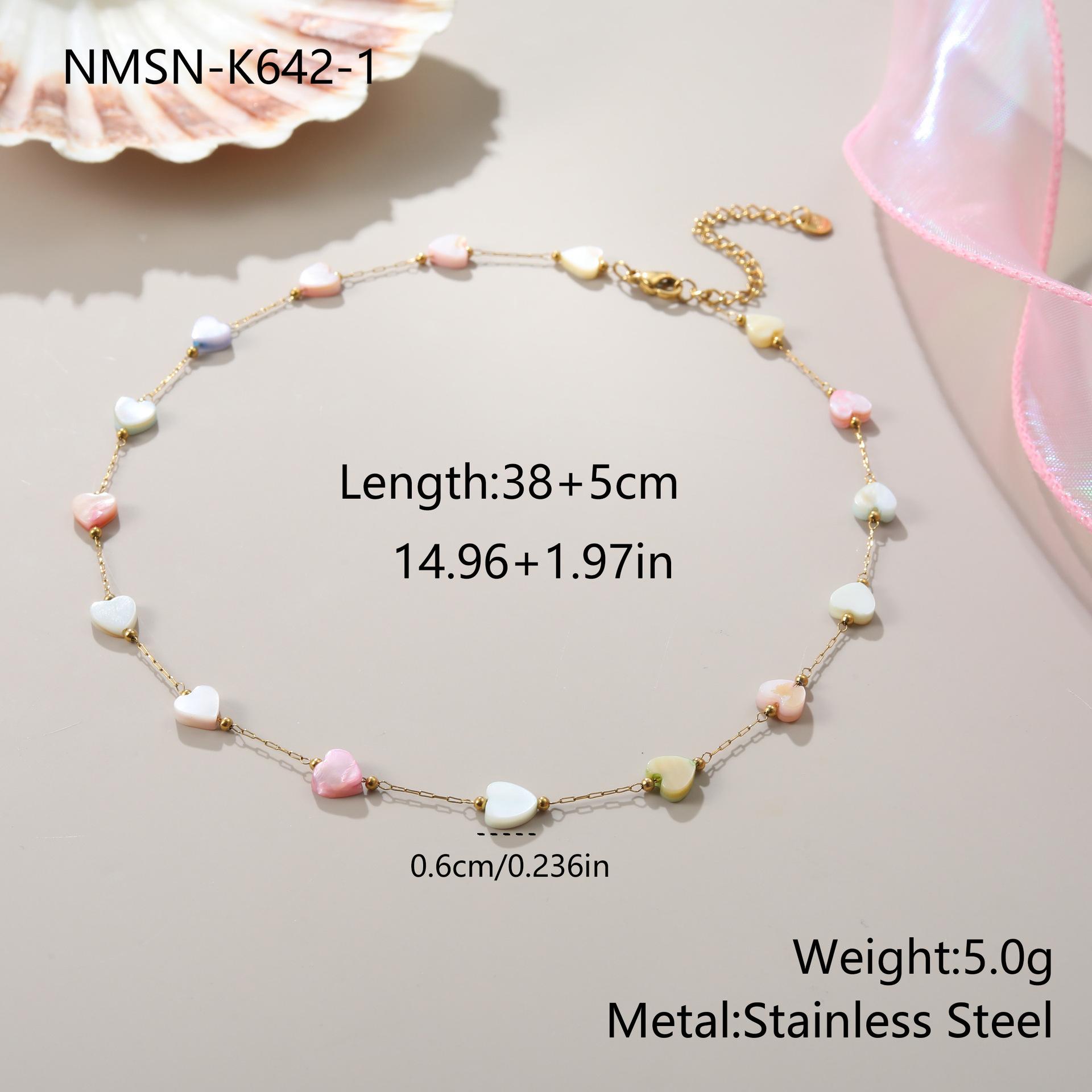 GEMCHIC Women s Stainless Steel Heart Beads Necklace with Colorful Mother of Pearl, Fashion Choker Layered for Daily Wear