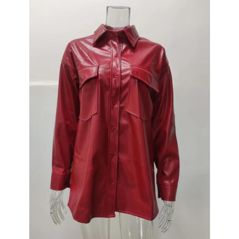 Women's Spring Autumn Leather Jacket with Lapel and Button Closure Suit Clothing Spring New Genuine Female Top Grade Coffee Casual Short Thin Coat