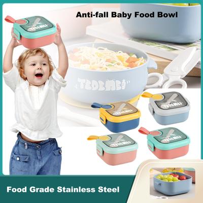 Food Grade Stainless Steel Baby And Baby Food Bowl, Cute Sealed Lid With Detachable Baby Meal Tray