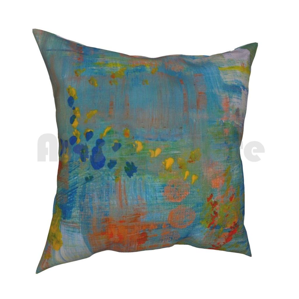 Teal Abstract Wall Art Contemporary Home Decor Pillow Case Printed Home Soft Throw Pillow Teal Abstract Art Teal Teal