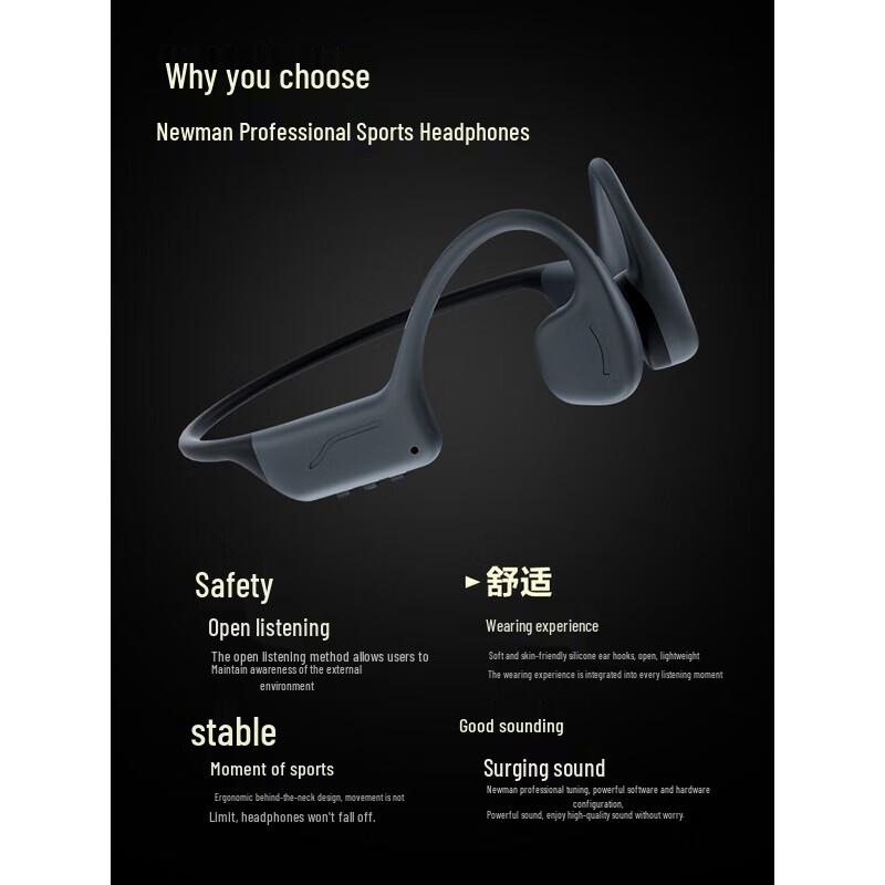 Newman Bone Conduction IPX8 Waterproof Sports Headphones