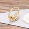 Fashion Bohemian Lucky Turkish Evil Eye Rhinestone Open Rings For Women Vintage Boho Adjustable Ring Copper Zircon Party Jewelry