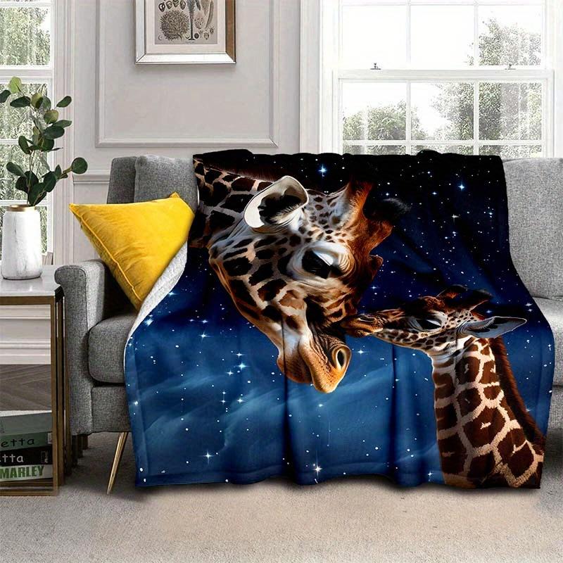 

1pc Animals Giraffe Thin Blanket, Lightweight Flannel Throw For Sofa, Bed, Travel, Camping, Livingroom, Office, Couch, Chair, An 70x100cm