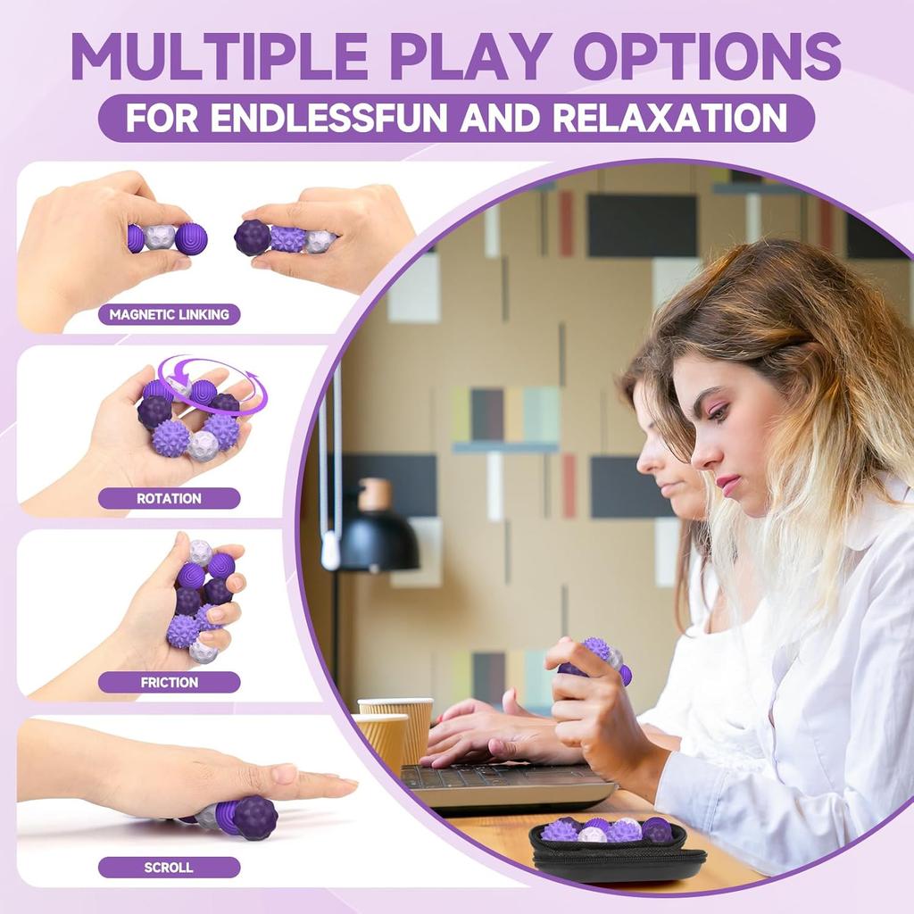 4/6/8/12Pcs Magnetic Sensory Fidget Ball Toy, Attracting Stress Ball With Silicone Shell,Peace Of Hands And Anxiety Mind,Adhd
