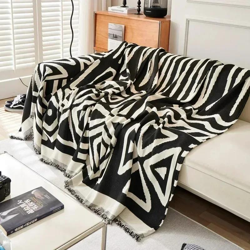 Nordic Tassel Throw Blanket Full Four Season Cotton Sofa Cover Towel Dust Anti-cat Scratch Protector Covers Sofa Blankets Carpet