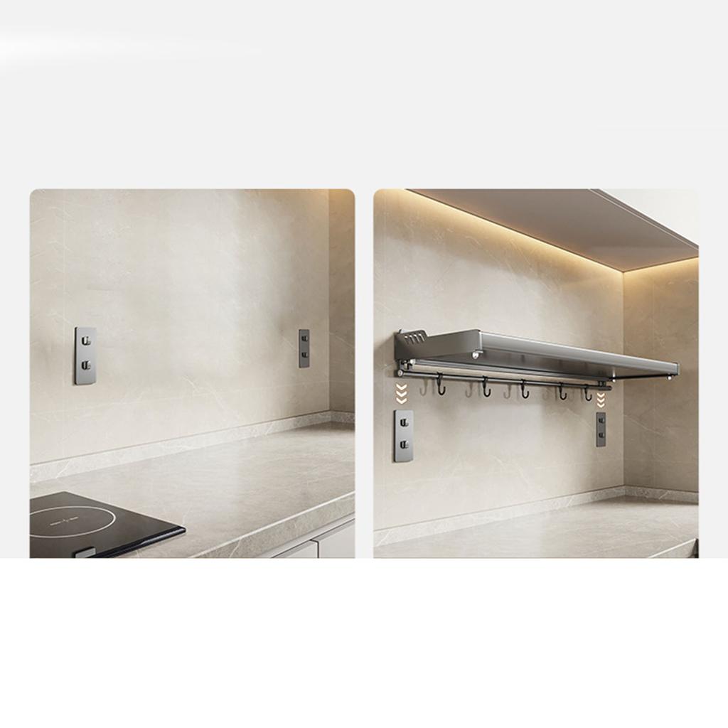 Veggmontert kjøkkenhylle Karbonstål Punchfri Multifunksjonell Flytende Hylle Hengende Krydderhylle